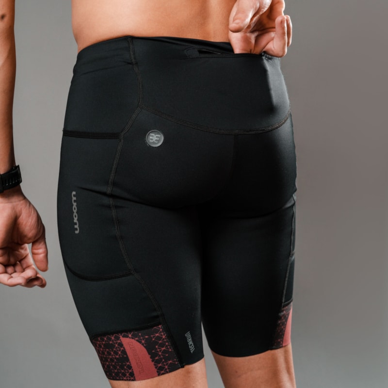 BERMUDA RUNNING WOOM LONDON SERIES MASCULINO PRETO/VERMELHO