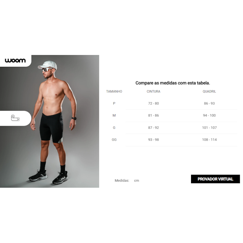 BERMUDA RUNNING WOOM TOKYO SERIES MASCULINA PRETO/AZUL
