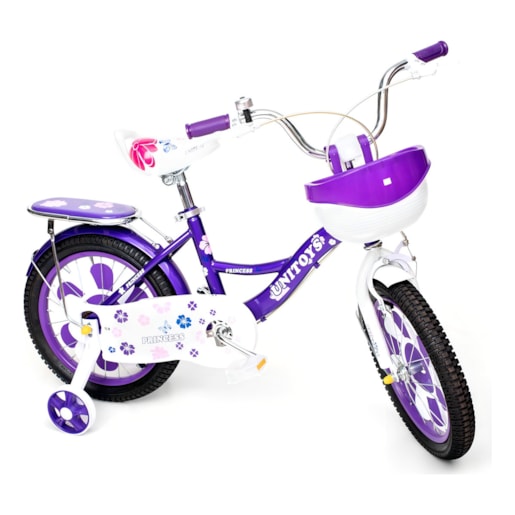 BICICLETA INFANTIL UNITOYS PRINCESS ROXA ARO 16