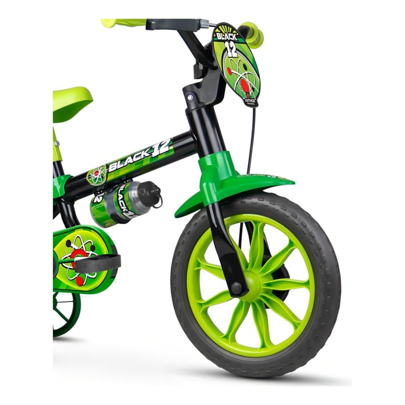 BICICLETA NATHOR ARO 12 BLACK 12 VERDE/PRETO