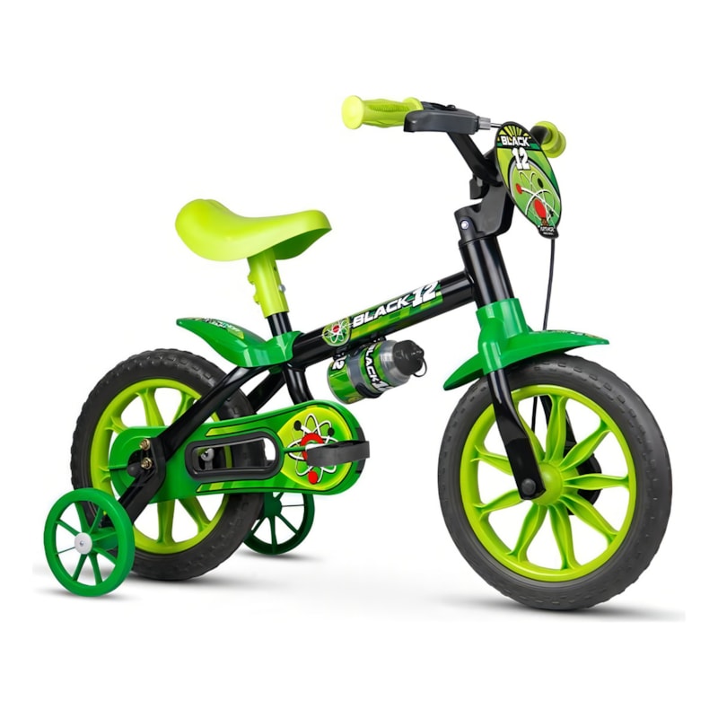 BICICLETA NATHOR ARO 12 BLACK 12 VERDE/PRETO