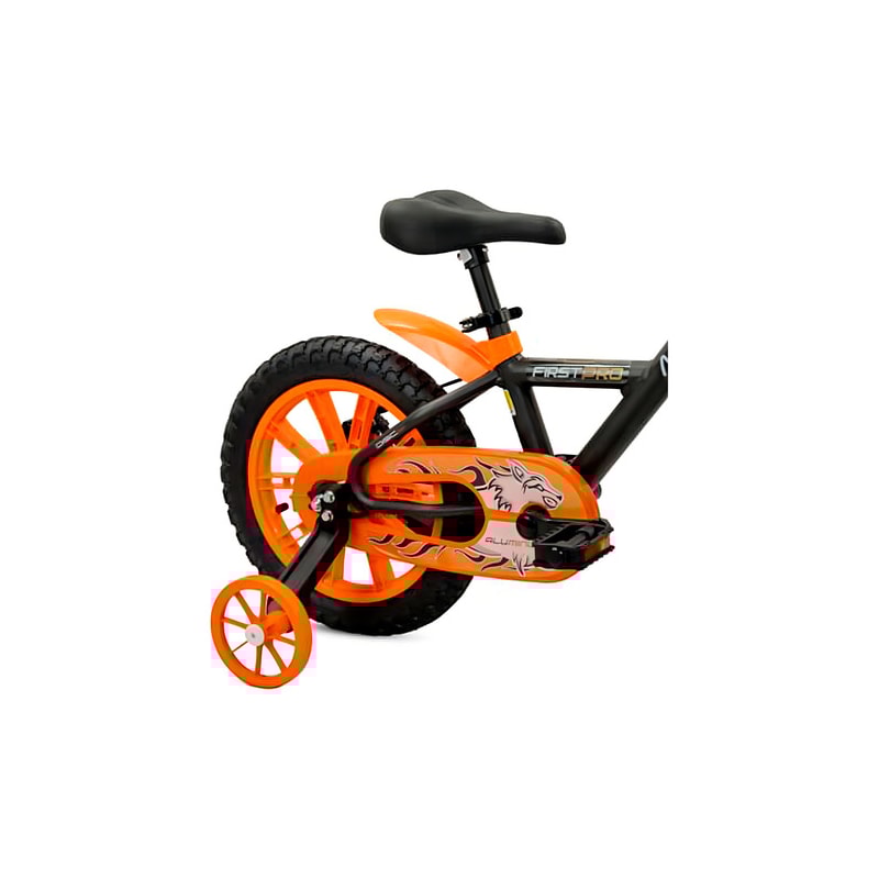BICICLETA NATHOR ARO 14 FIRST PRO PRETO/LARANJA