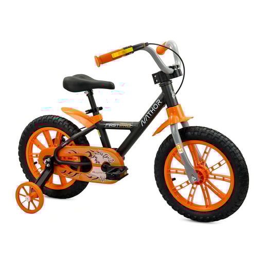 BICICLETA NATHOR ARO 14 FIRST PRO PRETO/LARANJA