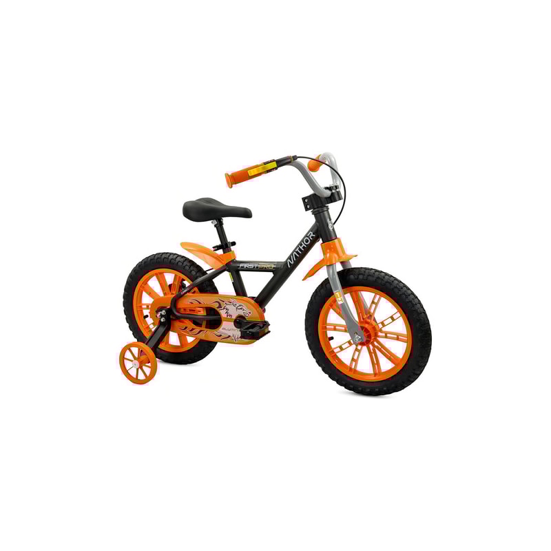 BICICLETA NATHOR ARO 14 FIRST PRO PRETO/LARANJA