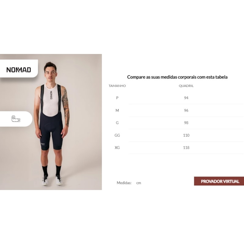 BRETELLE CICLISMO NOMAD CORE MASCULINO