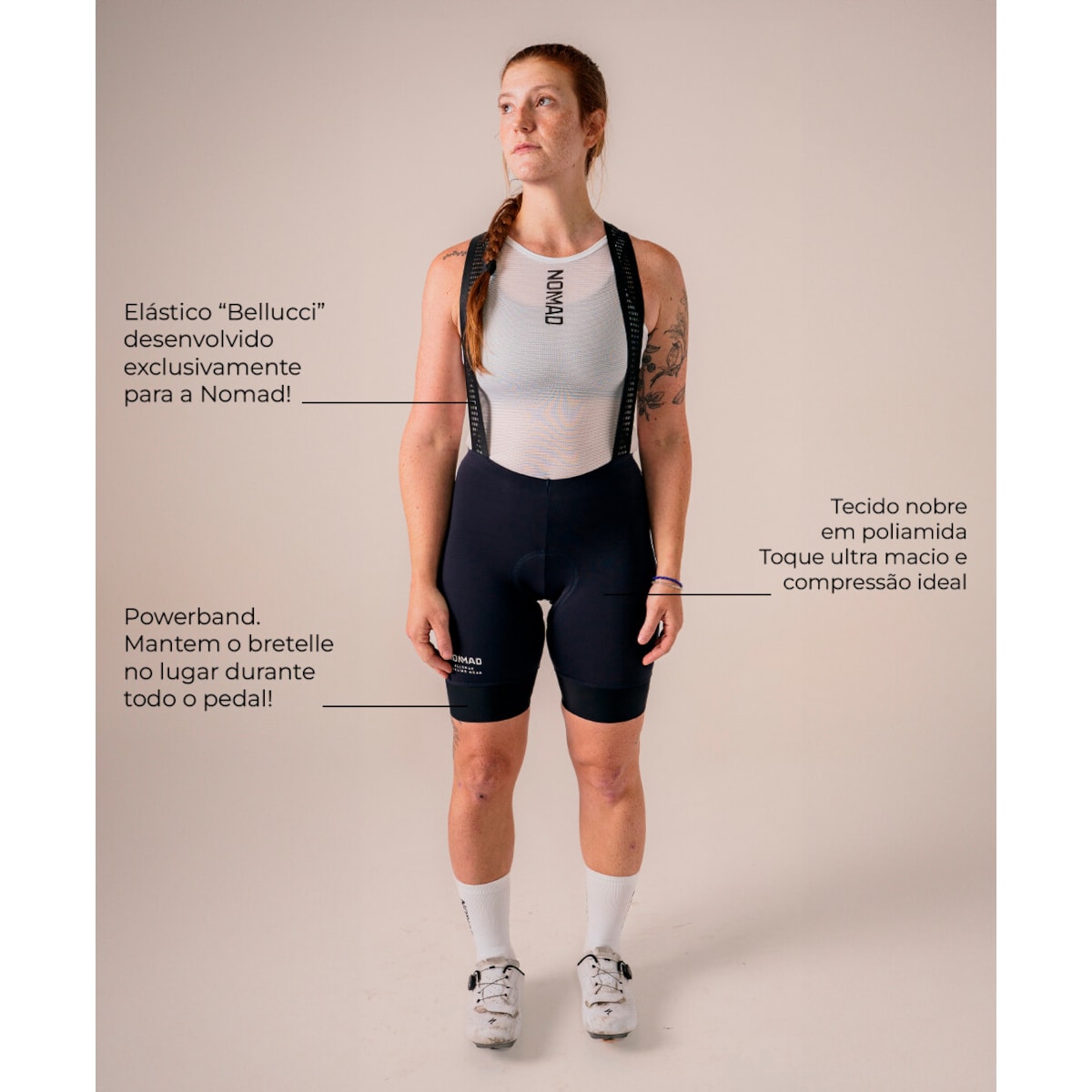 BRETELLE CICLISMO NOMAD RACING APEX FEMININO