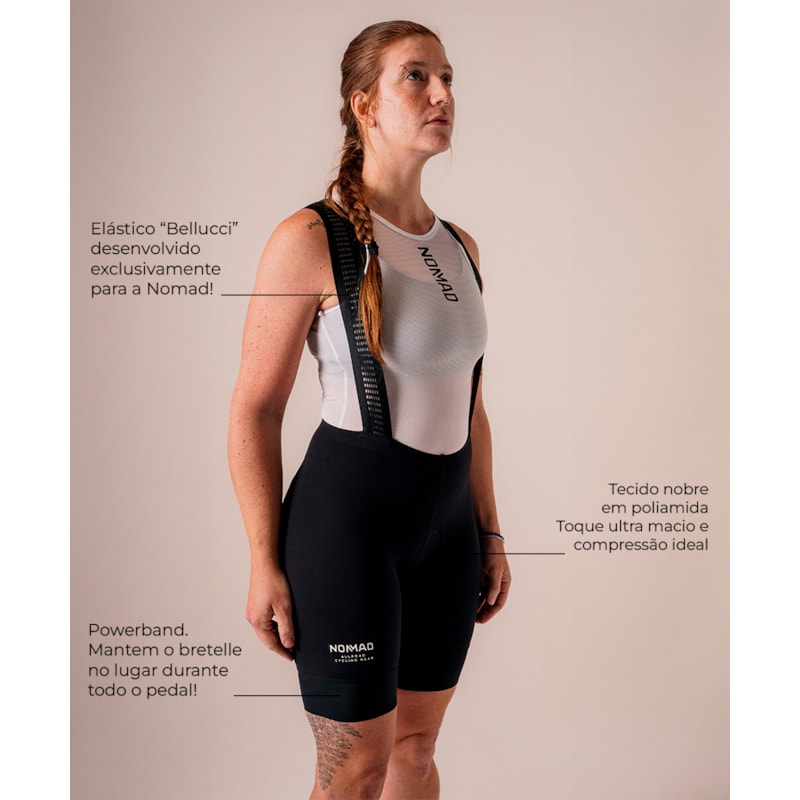 BRETELLE CICLISMO NOMAD RACING APEX FEMININO