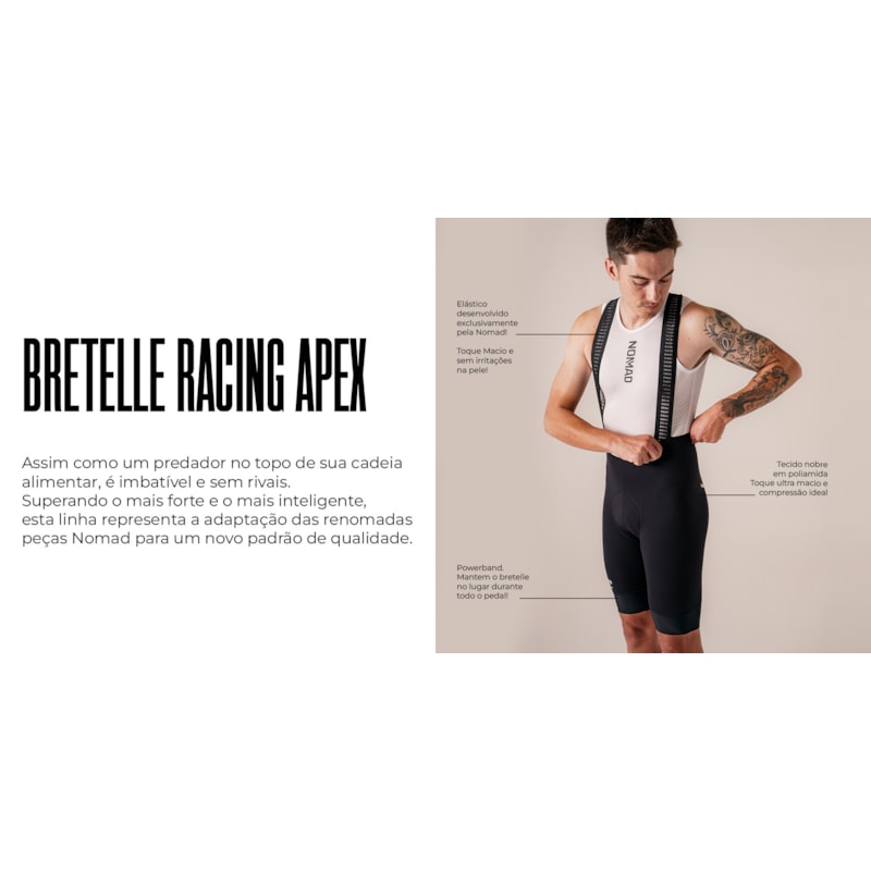 BRETELLE CICLISMO NOMAD RACING APEX MASCULINO