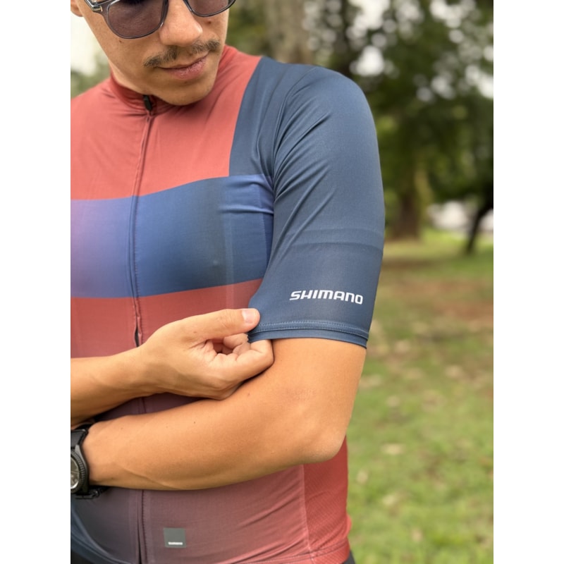 CAMISA CICLISMO SHIMANO BREAKAWAY PRETO/MARROM MASCULINA