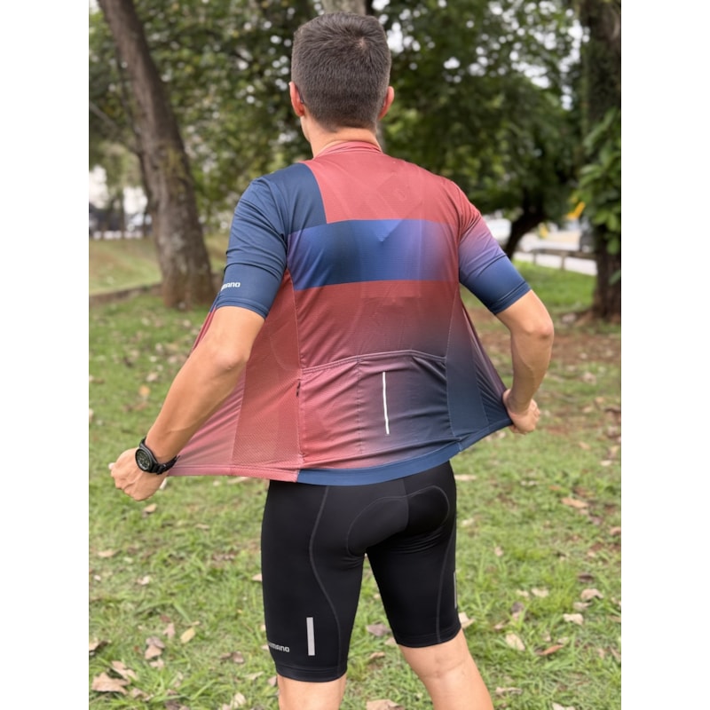 CAMISA CICLISMO SHIMANO BREAKAWAY PRETO/MARROM MASCULINA