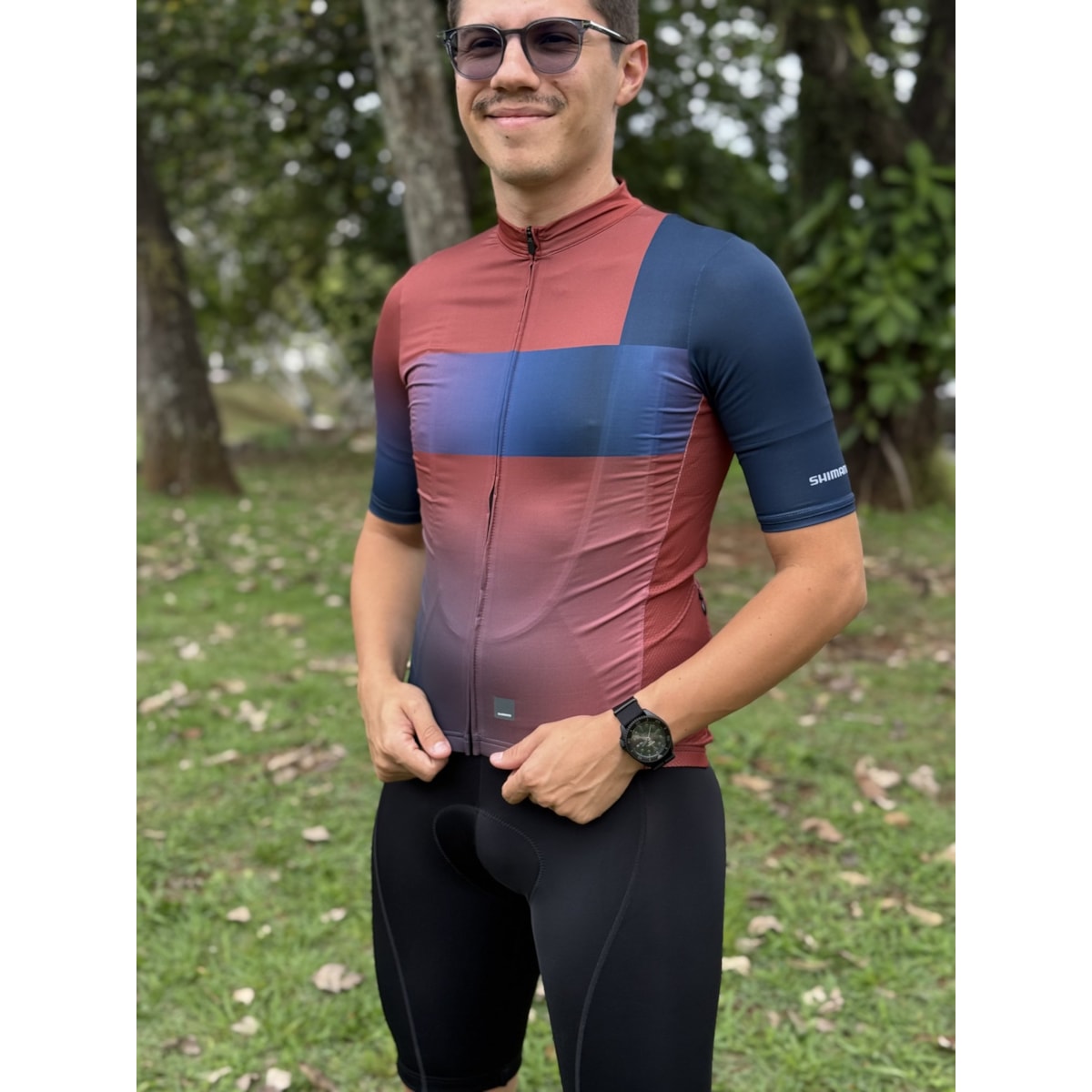 CAMISA CICLISMO SHIMANO BREAKAWAY PRETO/MARROM MASCULINA