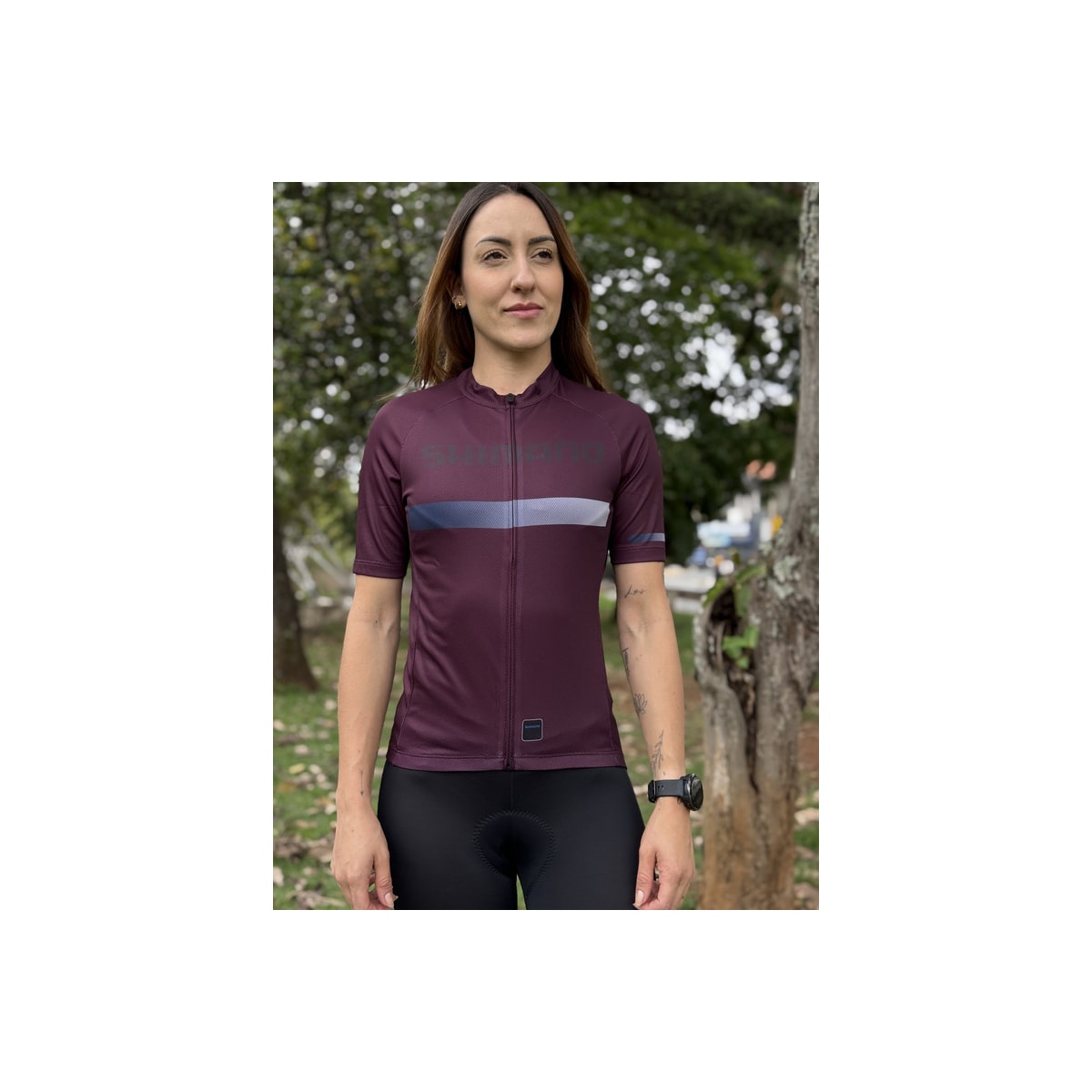 CAMISA CICLISMO SHIMANO LOGO VINHO FEMININO