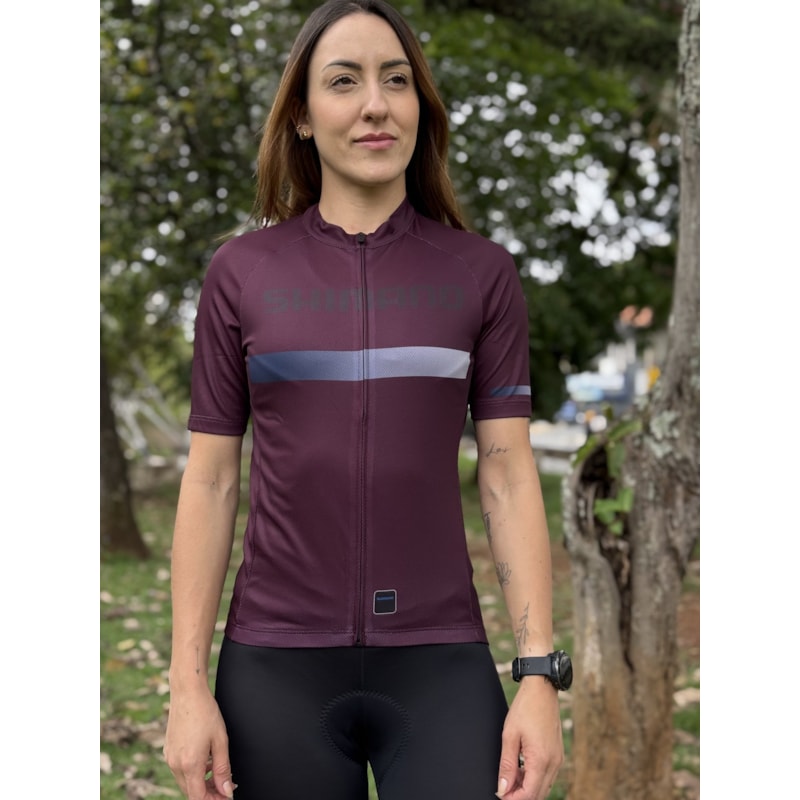 CAMISA CICLISMO SHIMANO LOGO VINHO FEMININO