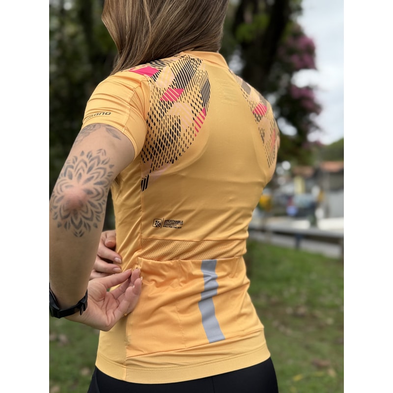 CAMISA CICLISMO SHIMANO SAGAMI LARANJA/AMARELO FEMININO