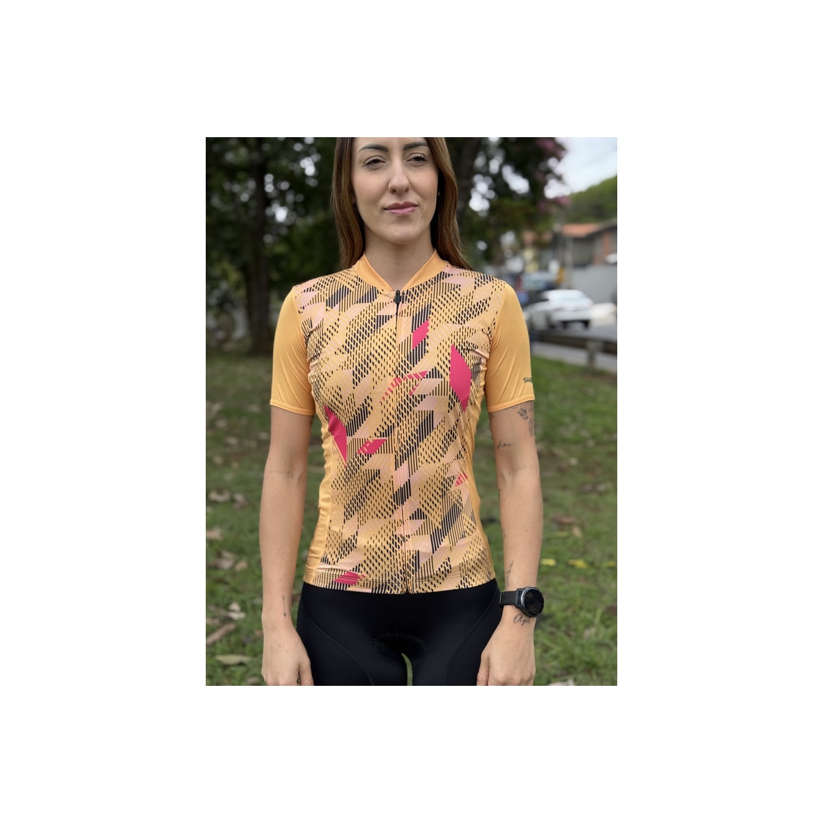CAMISA CICLISMO SHIMANO SAGAMI LARANJA/AMARELO FEMININO