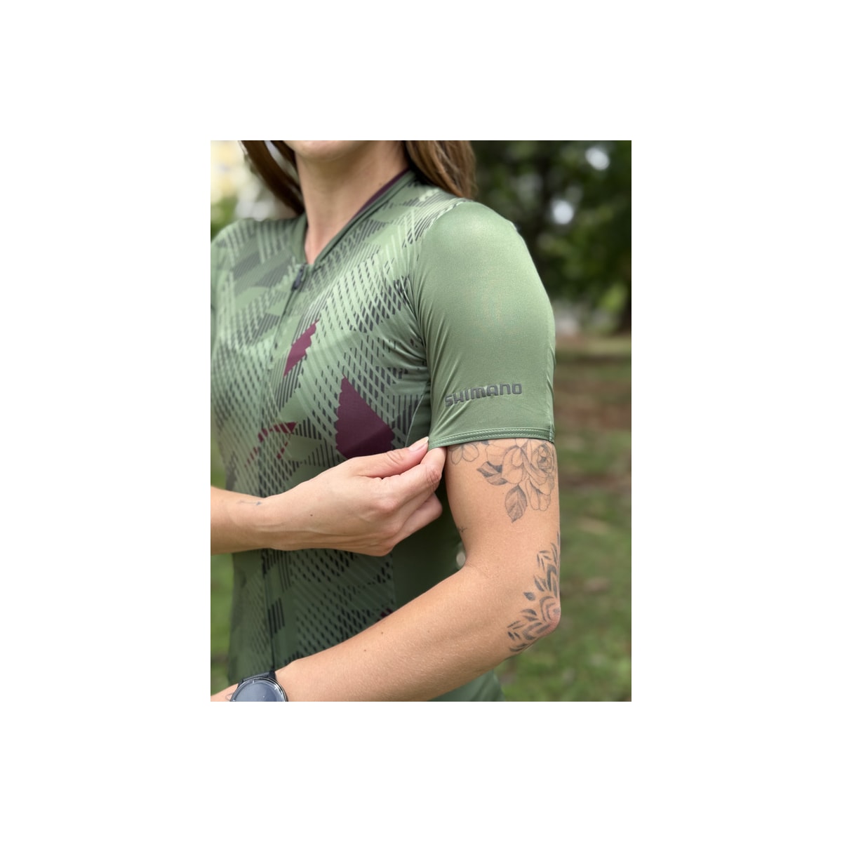 CAMISA CICLISMO SHIMANO SAGAMI VERDE MUSGO FEMININO