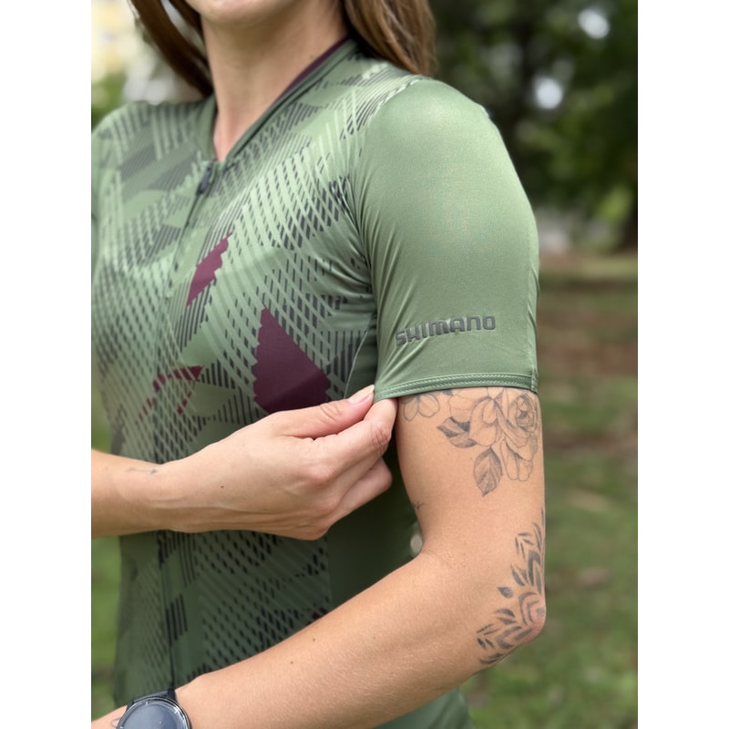CAMISA CICLISMO SHIMANO SAGAMI VERDE MUSGO FEMININO