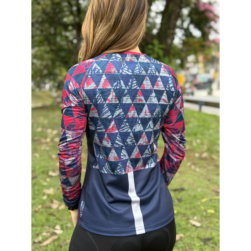 CAMISA CICLISMO SHIMANO SAIKO MANGA LONGA AZUL/ROSA FEMININO