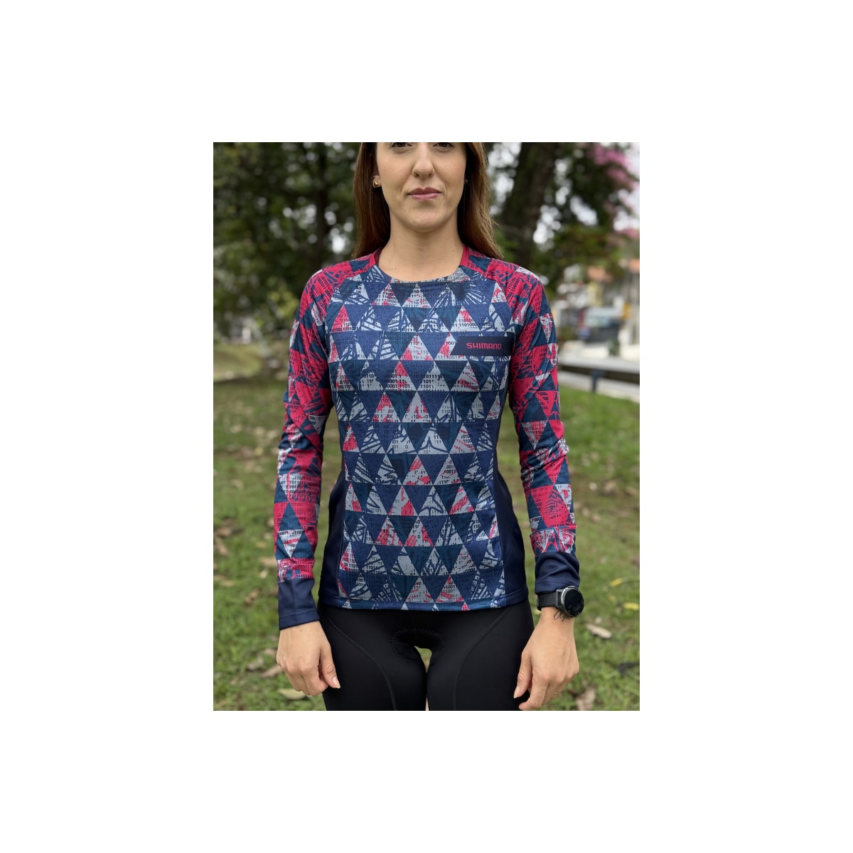 CAMISA CICLISMO SHIMANO SAIKO MANGA LONGA AZUL/ROSA FEMININO