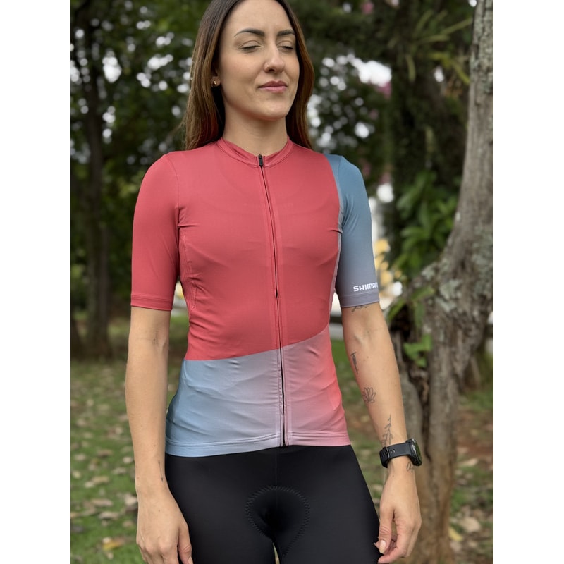 CAMISA CICLISMO SHIMANO SUMIRE ROSA/CINZA FEMININA