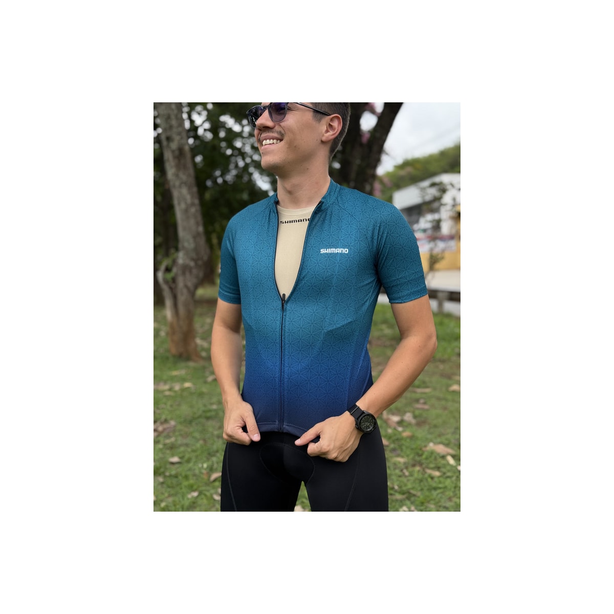 CAMISA CICLISMO SHIMANO TEAM VERDE/AZUL MASCULINA