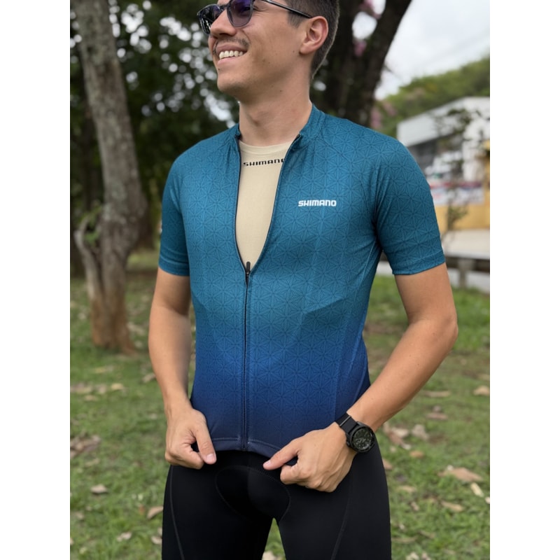 CAMISA CICLISMO SHIMANO TEAM VERDE/AZUL MASCULINA