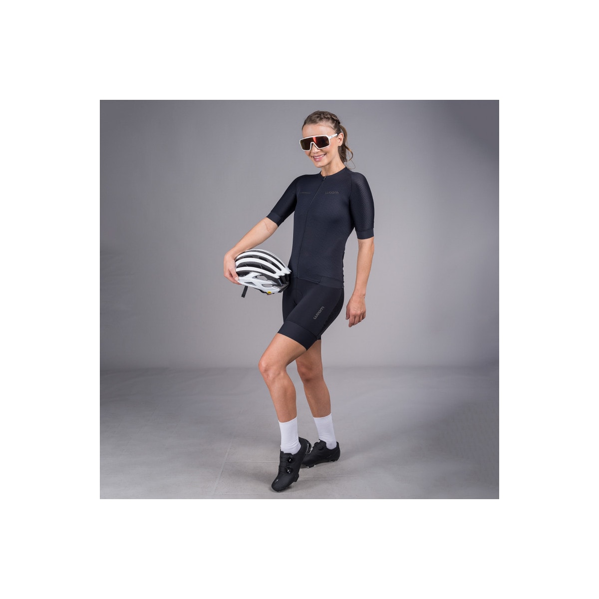 CAMISA CICLISMO WOOM CARBON BLACK STORM FEMININO 2023