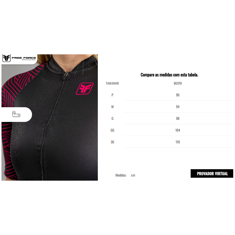 CAMISA DE CICLISMO FREE FORCE BASIC MANGA LONGA HORTENSIA FEMININA
