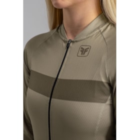 CAMISA DE CICLISMO FREE FORCE BASIC MANGA LONGA MASCAVO FEMININA