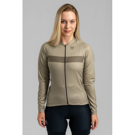 CAMISA DE CICLISMO FREE FORCE BASIC MANGA LONGA MASCAVO FEMININA