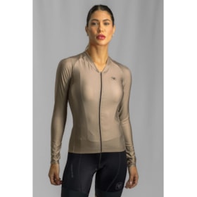 CAMISA DE CICLISMO FREE FORCE TRAINING MANGA LONGA MASCAVO FEMININA