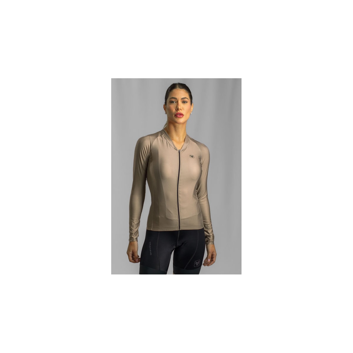 CAMISA DE CICLISMO FREE FORCE TRAINING MANGA LONGA MASCAVO FEMININA