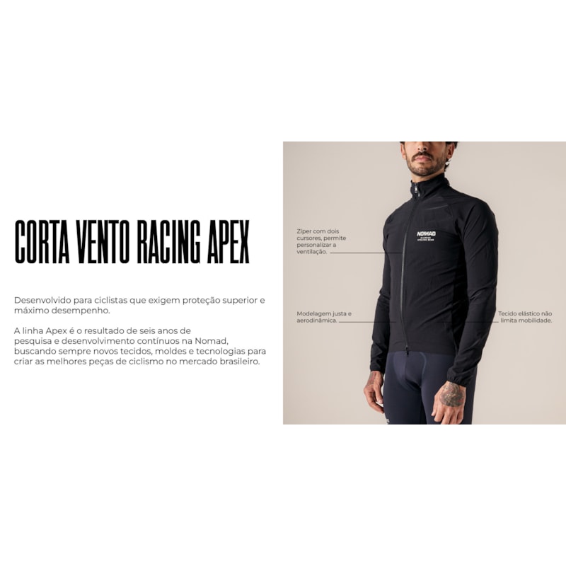CORTA VENTO NOMAD RACING APEX 2025 MASCULINO PRETO