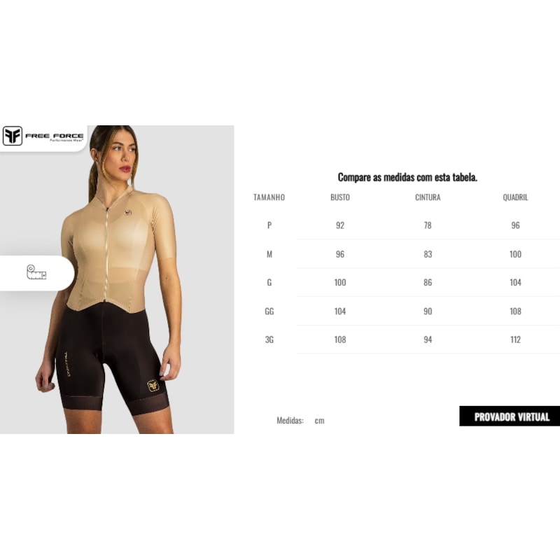 MACAQUINHO CICLISMO FREE FORCE TRAINING BROWNISH FEMININO