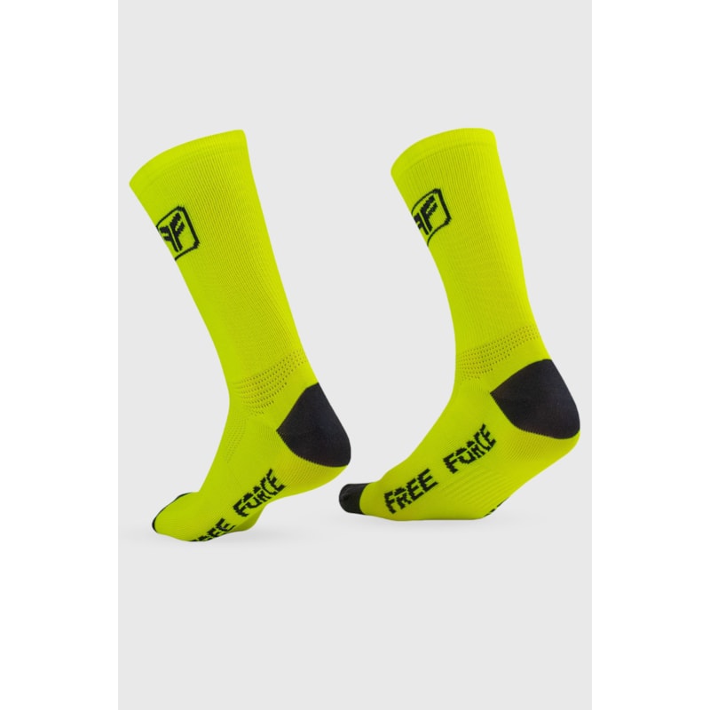 MEIA CICLISMO FREE FORCE AMARELO LUMINOSO