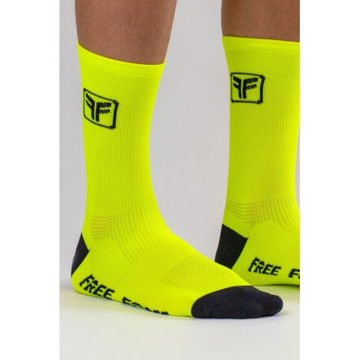 MEIA CICLISMO FREE FORCE AMARELO LUMINOSO