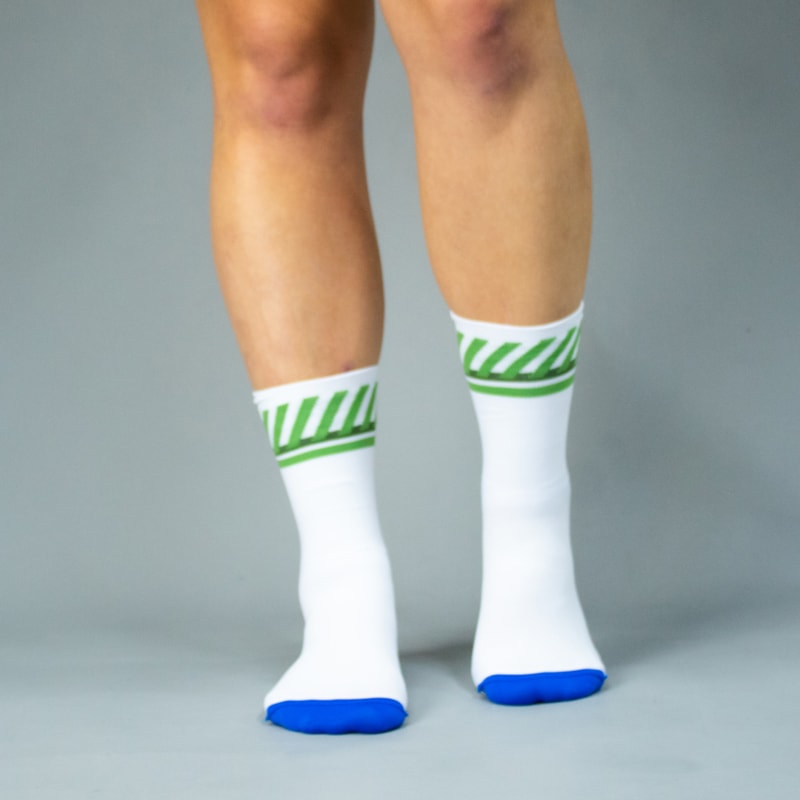 MEIA CICLISMO WOOM GEARLAB PERFORMANCE UNISSEX BRANCO/VERDE