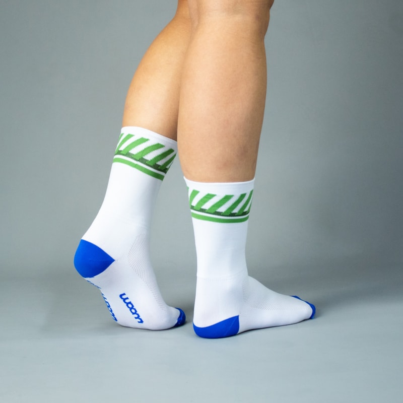 MEIA CICLISMO WOOM GEARLAB PERFORMANCE UNISSEX BRANCO/VERDE