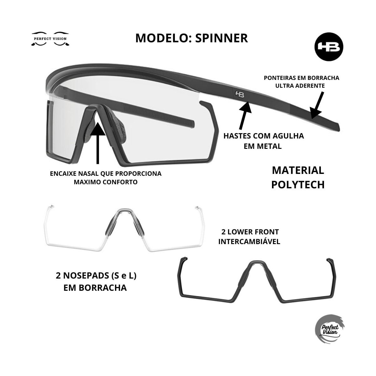 OCULOS CICLISMO HB SPINNER M PRETO + M CRYS - FOTOCROMATICO