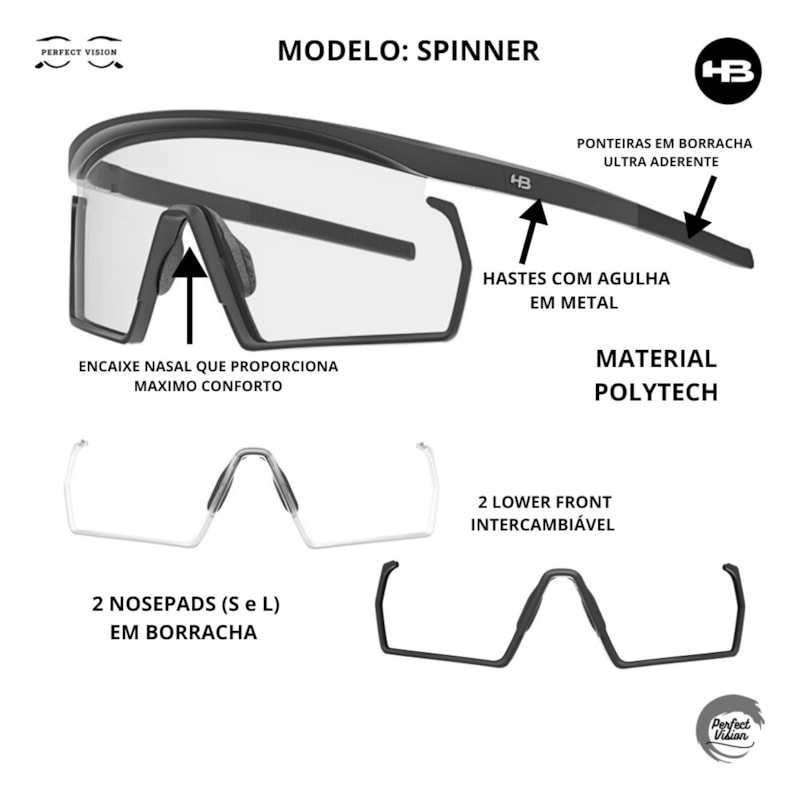 OCULOS CICLISMO HB SPINNER M PRETO + M CRYS - FOTOCROMATICO