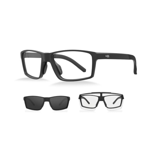 OCULOS HB PRESTO 2.0 C/ CLIP PRETO FOSCO/CINZA FOTOCROMATICO