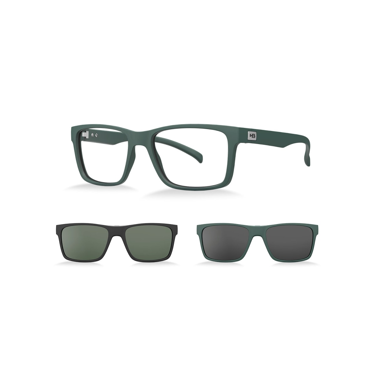 OCULOS HB PRESTO 2.0 M C/ CLIP VERDE MILITAR/CINZA