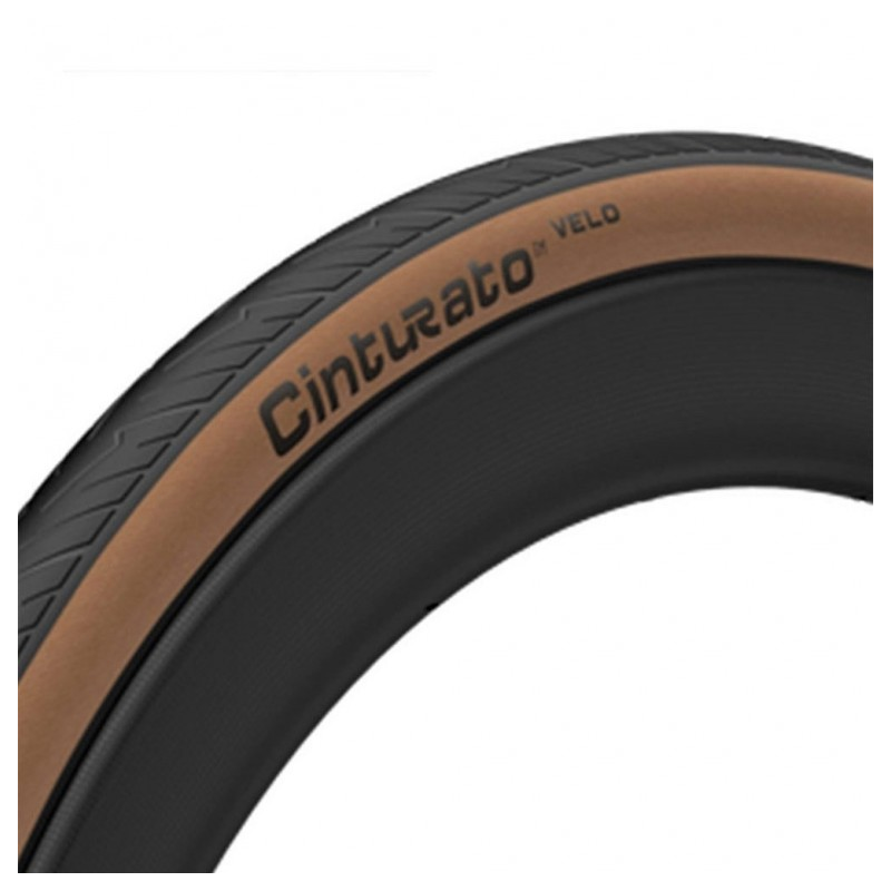 PNEU 700x28C PIRELLI CINTURATO VELO TUBELESS C/ FAIXA MARROM