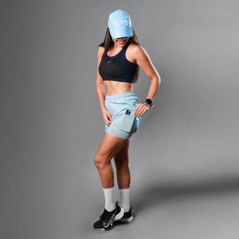 SHORTS RUNNING WOOM 2 EM 1 MARATHON FEMININO VERDE